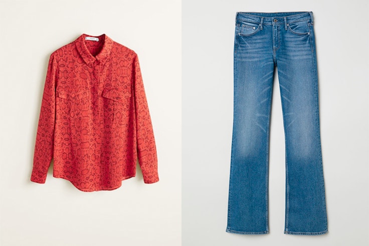 camisa-roja-estampado-serpiente-mango-pantalon-vaquero-hm