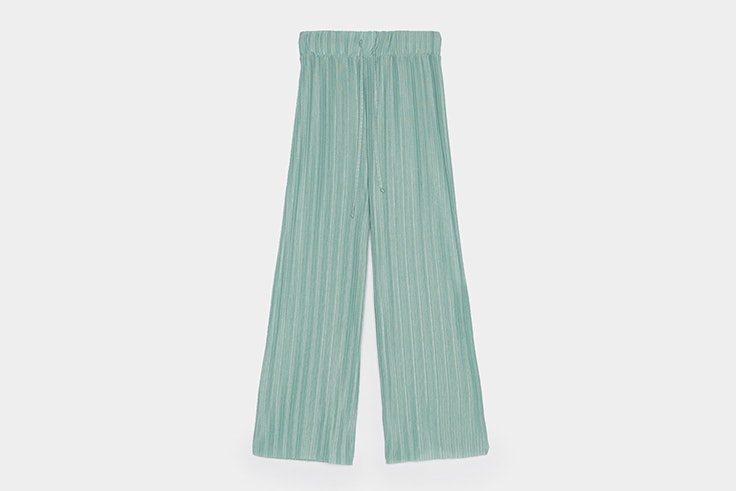 pantalon-largo-plisado-verde-bershka