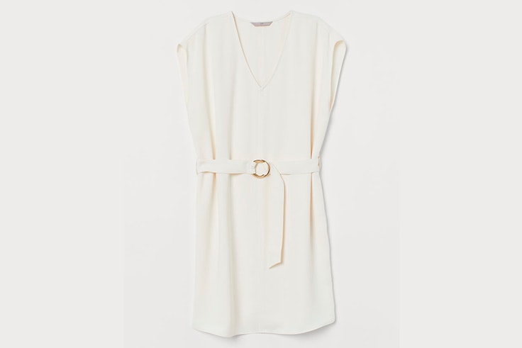 vestido blanco cinturon hm