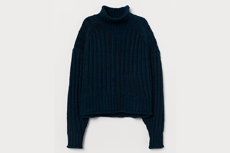 jersey punto cuello en color azul marino de H&M