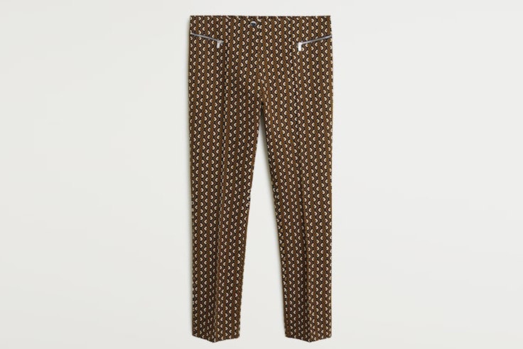 pantalón estampado marrón mango